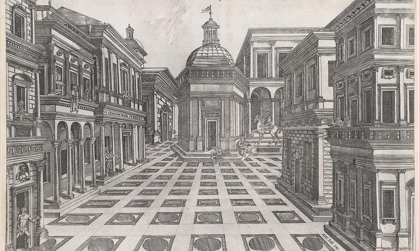 speculum romanae magnificentiae view of buildings adjoining the capitol met dp870254